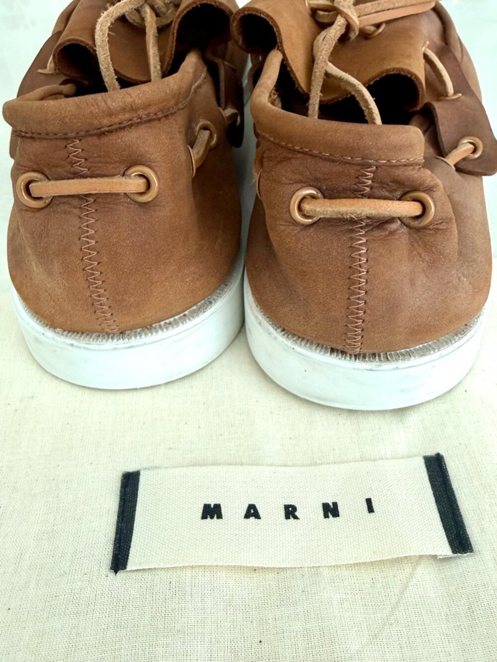 MARNI Tan Nubuck Boat Shoes IT 39 / US 9 - Picture 6 of 12